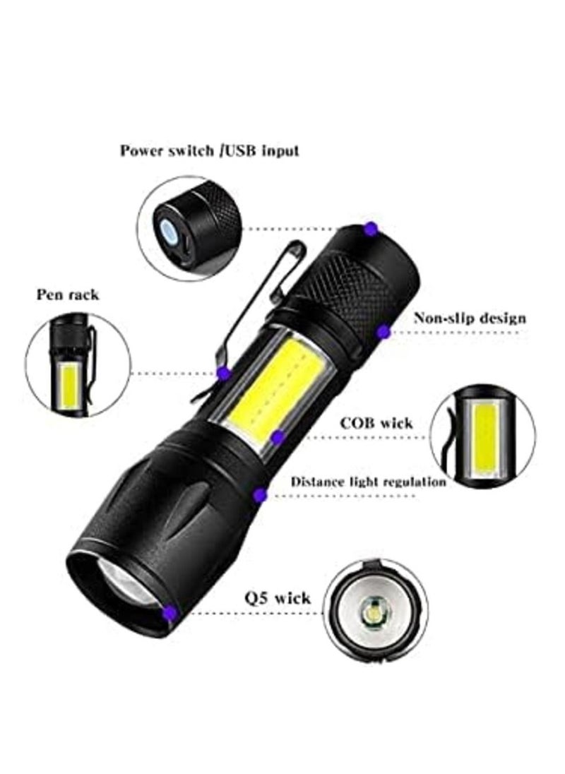 Generic LED Flashlight Long Range Torch USB Rechargeable Flashlight Waterproof with COB Side Light Flashlight Camping Lights Lanterns  - Image 2