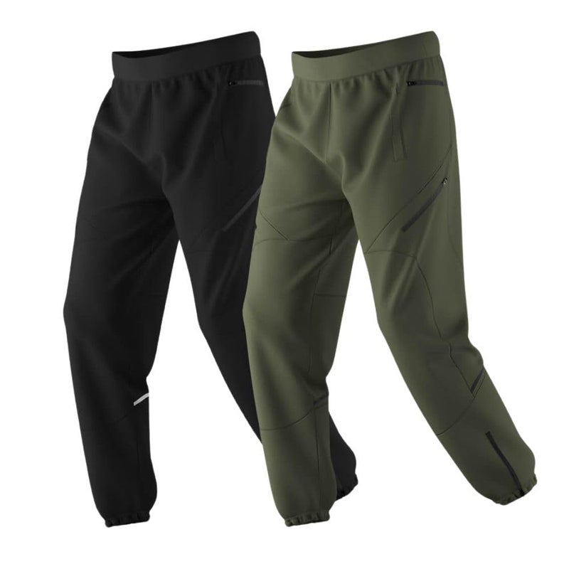 Nobero Men Wanderer - Travel Joggers (Pack of 2)-Men-Joggers-BL/OG-M(1M-BWJG-R0184-121X3_Black / Olive Green_M) - Image 4