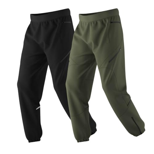 Nobero Men Wanderer - Travel Joggers (Pack of 2)-Men-Joggers-BL/OG-M(1M-BWJG-R0184-121X3_Black / Olive Green_M) - Image 1