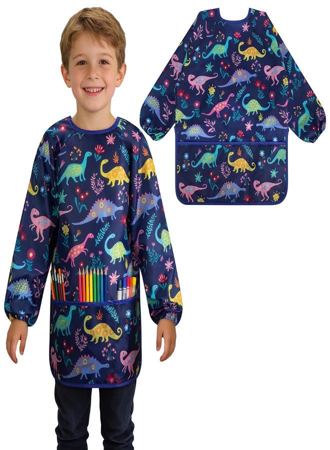 Milifox Smocks for Kids, 1 Pack Kids Painting Apron, Waterproof Children Art Smock Long Sleeve with 3 Pockets for Painting, Art, Crafts, Cooking, Activity (Blue) - Image 1