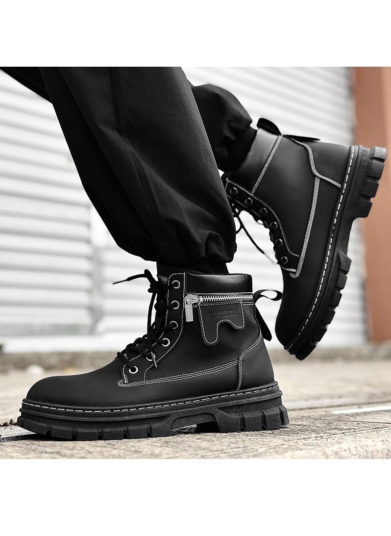 KUYING - New Men's Casual Leather Boots - Image 1