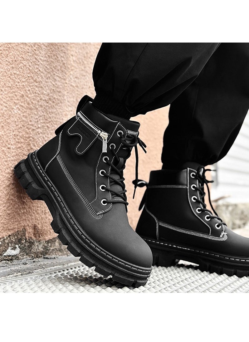KUYING - New Men's Casual Leather Boots - Image 1