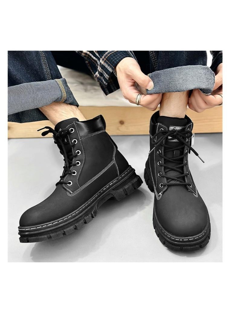KUYING - New Men's Casual Leather Boots - Image 1