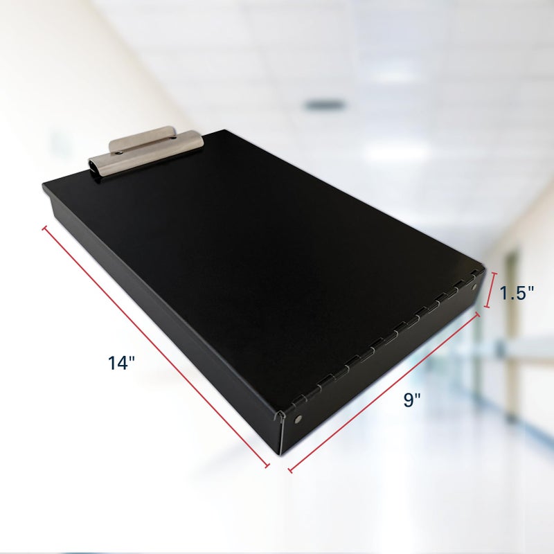 Saunders Metal Clipboard with Storage, Black Single Layer Nursing Clipboard Folio, Letter Size Paper Organizer, Steel Clip with Self Locking Latch, Form Holder for Office, School & Work - Made in USA - Image 2