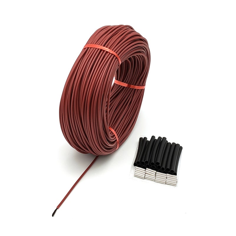 كابل تسخين أرضي مطبوع بالمطاط السيليكون بالأشعة تحت الحمراء البعيدة عالي الحرارة 200 درجة مئوية - سلك تسخين من الألياف الكربونية قطره 3 مم و 12 كيلو و 33 أوم - Image 2
