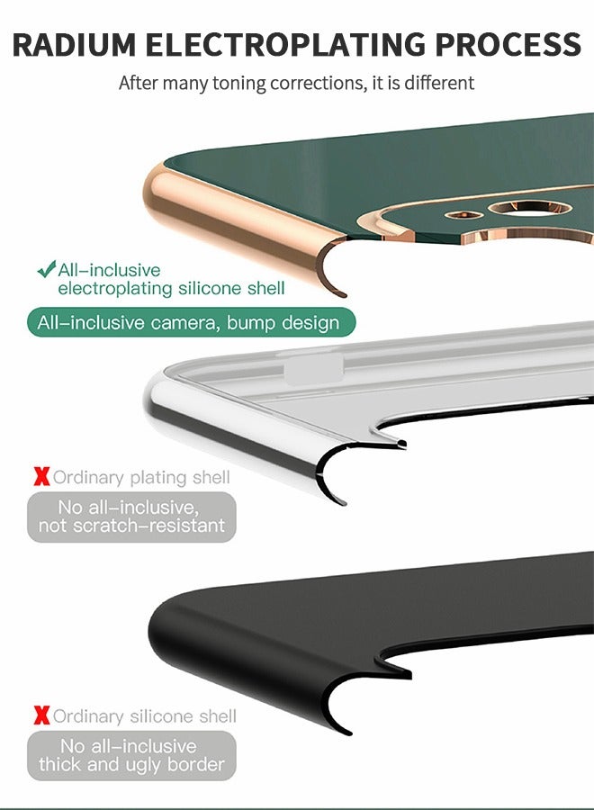 GROIC For Samsung Galaxy S21 FE Case 6.4 Inch Case, Slim Ring Holder Electroplated Soft Silicone Frame Shock Absorbing Bumper Cover Phone Case Green - Image 4