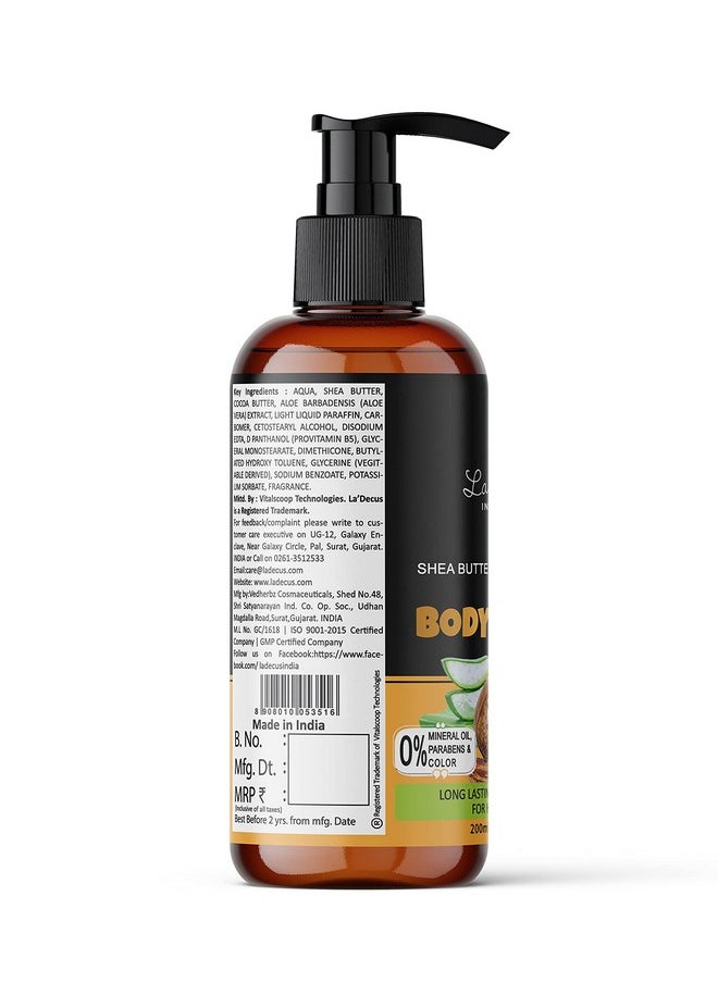 La' Decus INDIA - Moisturizing Body Lotion With Shea And Cocoa Butter || Deep Hydration || No Mineral Oil, Parabens, Silicones And Color 200Ml - Image 1