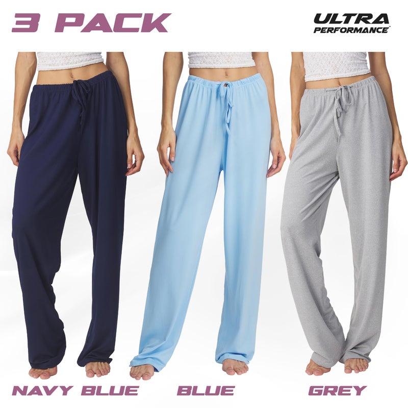 Ultra Performance Womens Pajama PJ Pants 3 Pack Lounge Bottoms Pajamas for Women (Avail in Plus Sizes) - Image 2