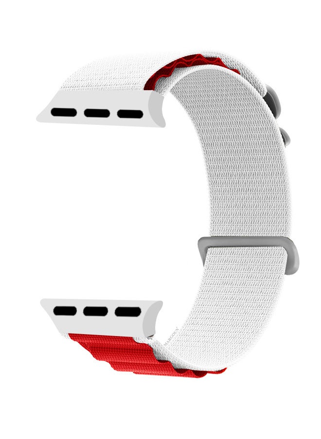 Replacement Band for Apple Watch Band 49mm 46mm 45mm 44mm - Alpine Loop Band for Women Men - Adjustable With Metal G-Hook Strap For iWatch Ultra Series SE 8/7/6/5/4/3/2/1 - Red White - Image 2