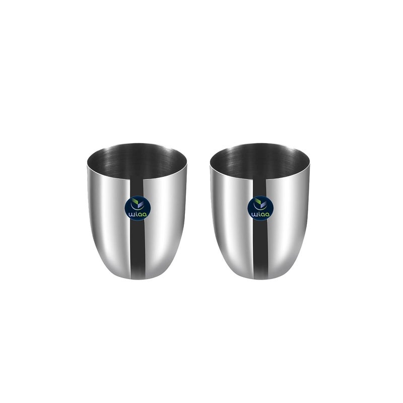 WIAA WIAA Stainless Steel Glass Tumbler Lotus Glass for WaterDrinkingWine 350ml Food Grade Set of 2 Pc  - Image 1