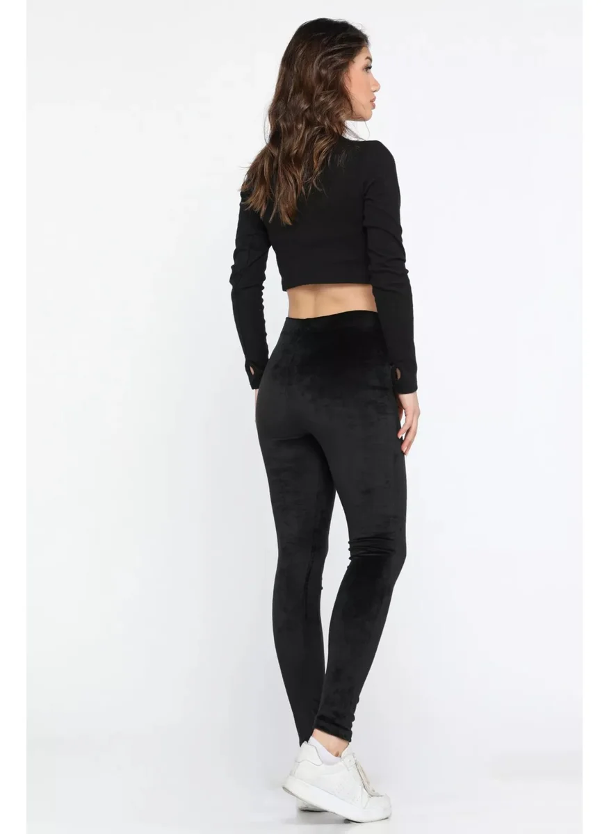 Gülseli Gulseli Women's High Waist Velvet Leggings