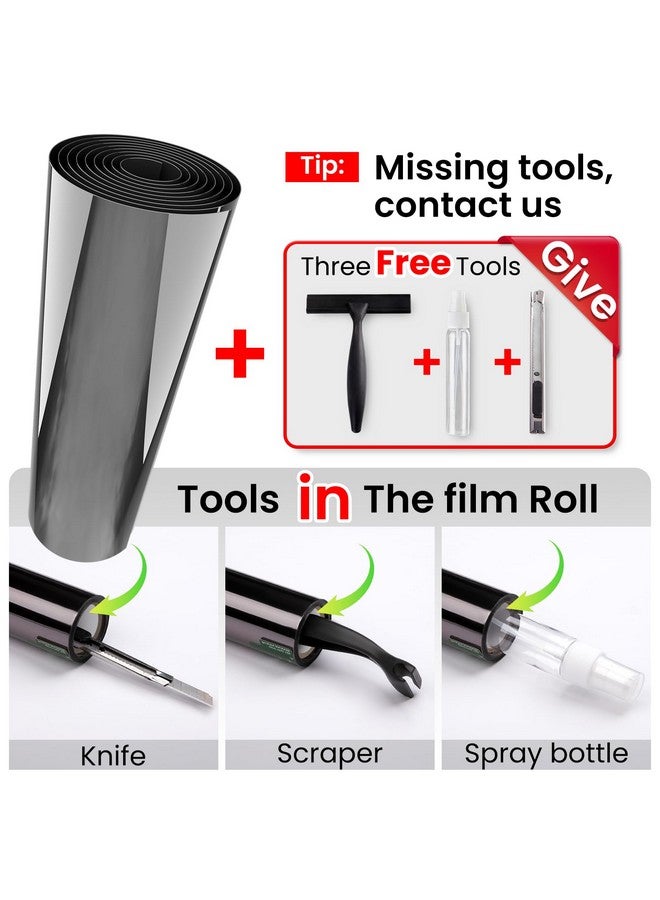 SunBaby One Way Privacy Window Film - Reflective Sun Blocking Window Tint Clings for Daytime Privacy & UV Protection, Includes 3 Tools, Black (35.4"x78.7") - Image 2