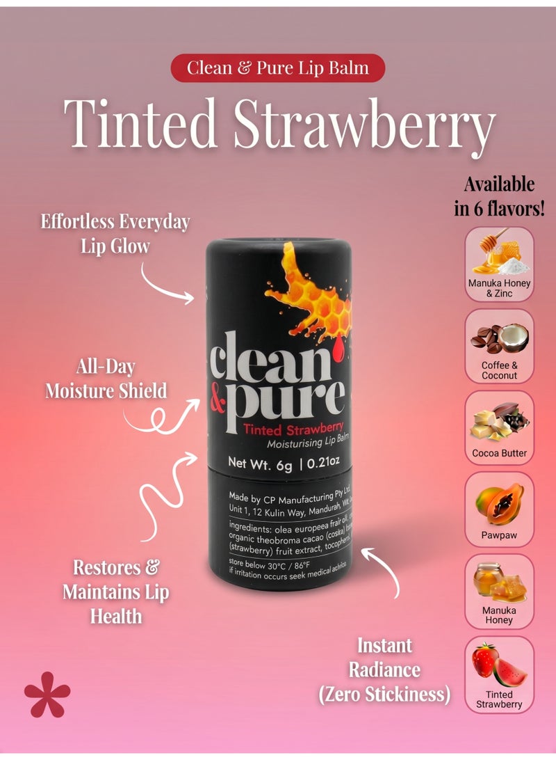 Clean & Pure Tinted Strawberry Lip Balm – 100% Natural, Enriched with Strawberry, Moisturizes & Repairs Dry Lips, 6g - Image 4
