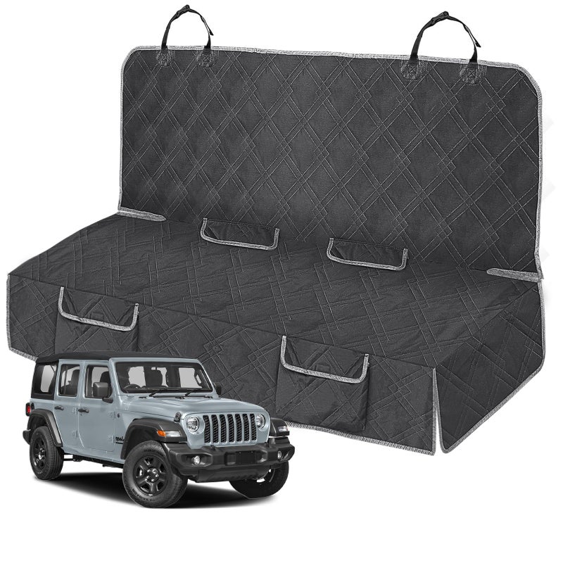 Kistrba Dog Car Seat Cover Compatible with Jeep Wrangler 4 Door 2007-2025, Waterproof Pet Bench Seat Cover for Back Seat, 600D Heavy Duty Scratch Proof Nonslip Truck Seat Covers for Dogs - Image 1