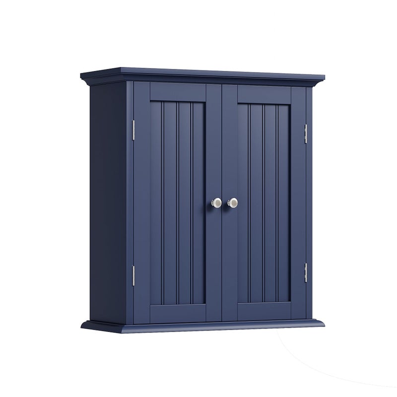 ChooChoo Bathroom Wall Cabinet, Over The Toilet Space Saver Storage Cabinet, Medicine Cabinet with 2 Door and Adjustable Shelves, Cupboard, Navy Blue - Image 1
