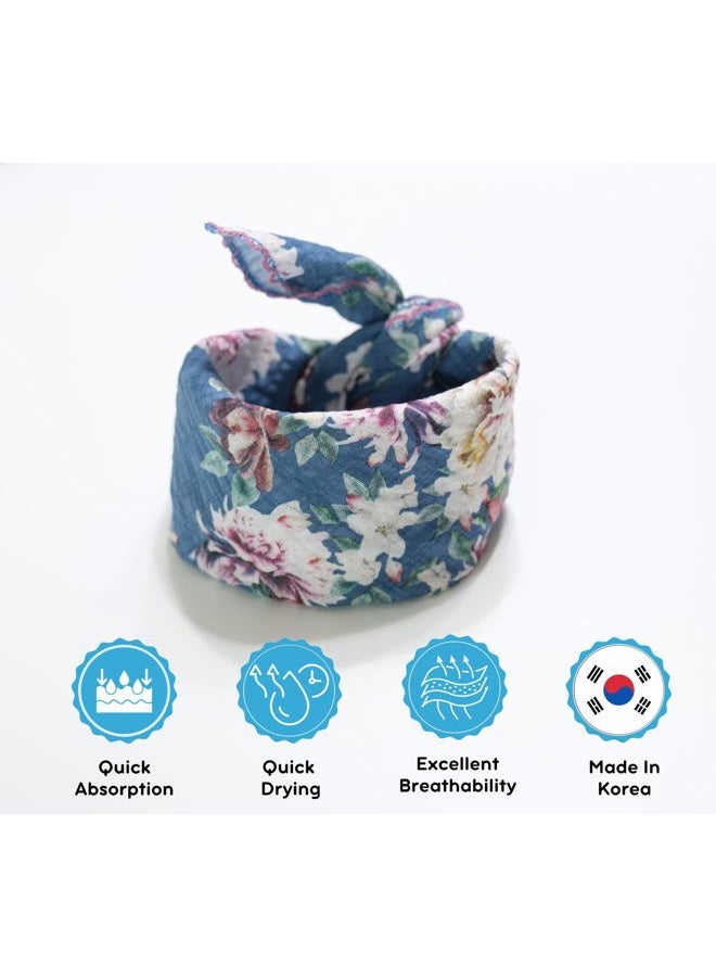Arumary Soft Cotton & Viscose(Bamboo) Floral Bandanas, Hair wrapper, Headband, Handkerchief, Hair scarf, Neckerchief, 21”X21”, Apricot Flower, Large - Image 3