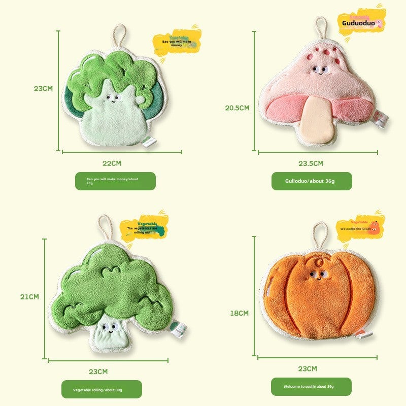 Hanging coral fleece hand towel kitchen thickened absorbent quick-drying towel bathroom cartoon cute children's Rag(Make money for you, 20*22cm) - Image 5