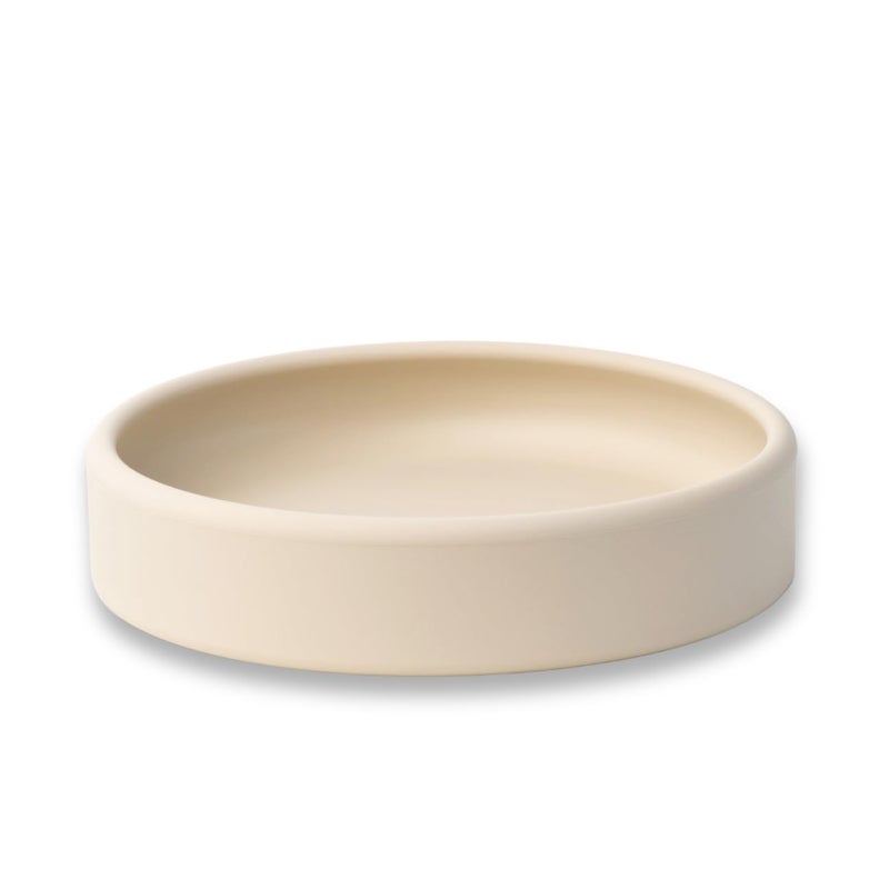 APLAINR Solid Plate Weighted Baby Toddler Plate Silicone Plates for Baby NoDivision Kid Plates Microwave  Dishwasher Safe Silicone Plate for Toddlers No BPA Oat Cream
