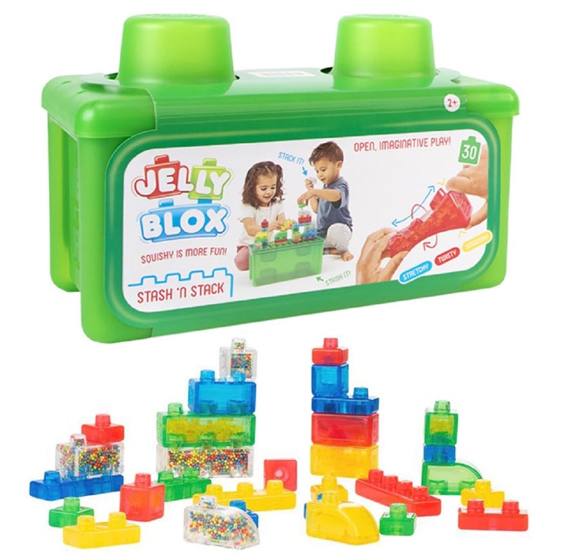Goliath Jelly Blox Stash 'N Stack 2-in-1 Storage Case | Toddler & Preschool Building Blocks Kids Can Squeeze, Stretch, Squish | MESH ACCREDITED | Safety Tested & Ouch-Free | Sensory Play for Ages 2+ - Image 1