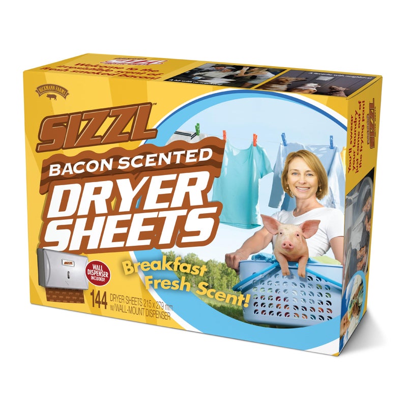 PrankO Sizzl  Bacon Scented Dryer Sheets Prank Gift Box Novelty Gifting Box for Pranksters White Elephant and Secret Santa Holiday Gift Wrap Christmas Gift Box Empty