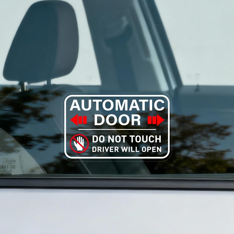 TESWEY 10PCS Automatic Door Alert Stickers for Taxi Rideshare 4x25 Inch Vinyl Decals with Driver Will Open Message High Visibility Window Cling - Image 3
