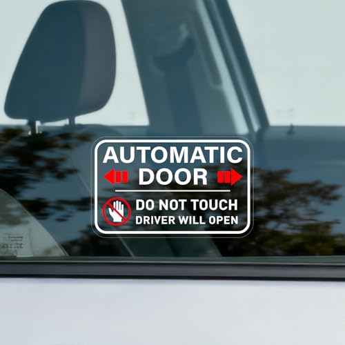 TESWEY 10PCS Automatic Door Alert Stickers for Taxi Rideshare 4x25 Inch Vinyl Decals with Driver Will Open Message High Visibility Window Cling - Image 1
