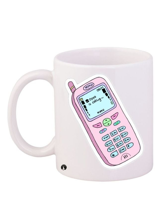Printed Coffee Mug White/Pink 11ounce