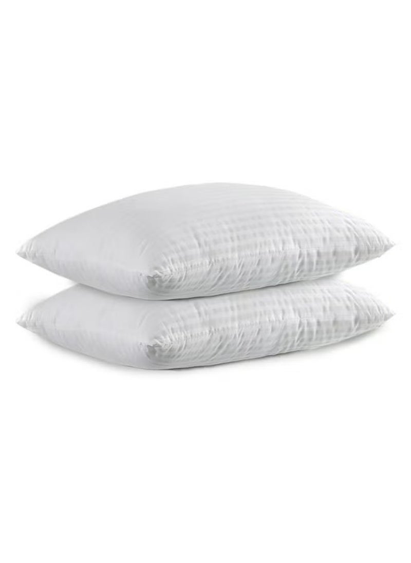 MAXQON Set of 2-Bed Pillow Striped White Hotel Standard Extra Soft Microfiber Anti Allergic&Anti-bacterial,  Size(50x70CM)  - Image 1