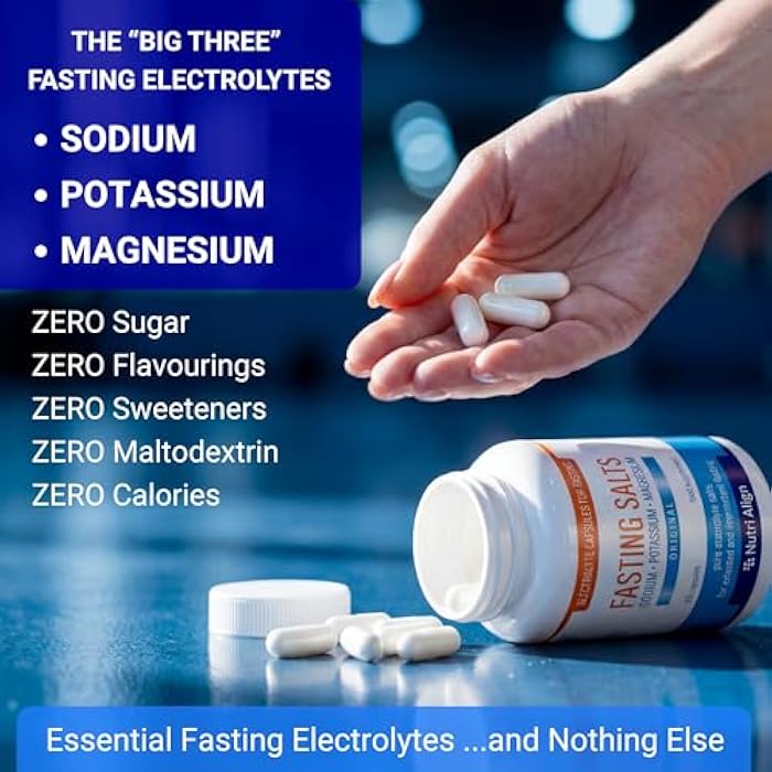Nutri-Align Fasting Salts Fasting Electrolytes, 120 Capsules | Pure Electrolyte Capsules for Extended and Intermittent Fasting | Sodium Potassium Magnesium Electrolytes | Sugar Free & Filler Free - Image 4