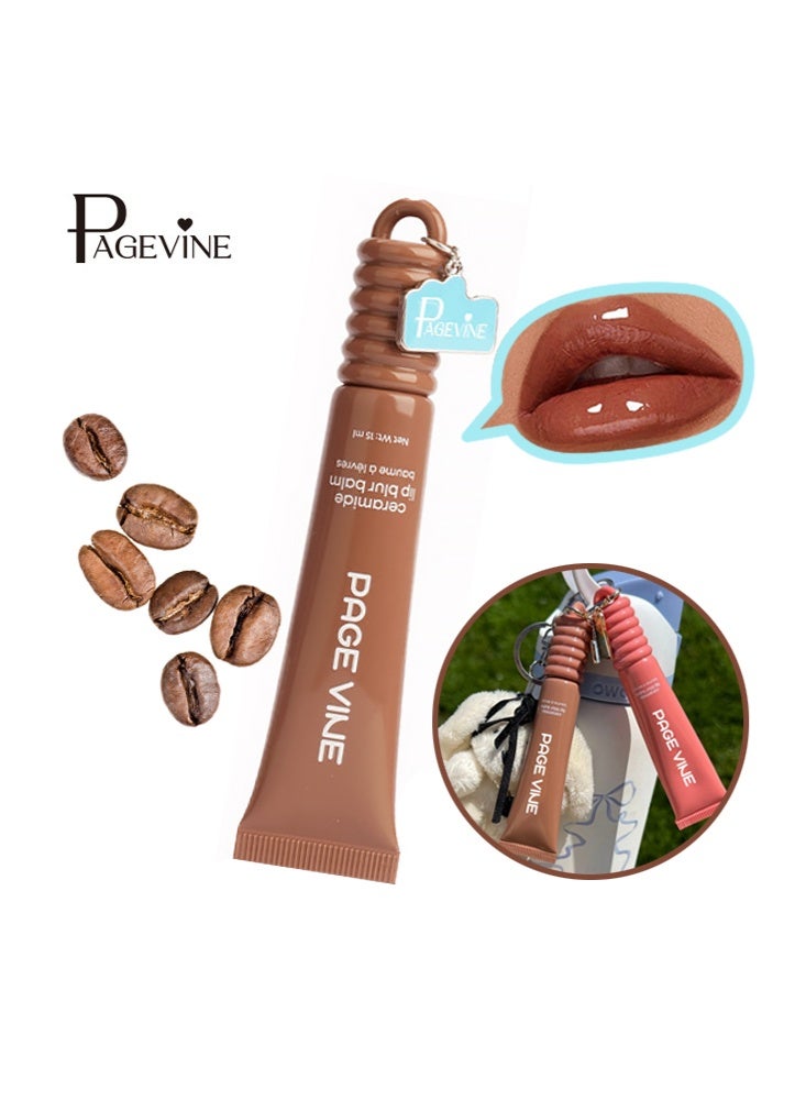 PAGE VINE Ceramide Lip Blur Balm- Conditioning Lip Mask and Lip Balm for Instant Moisture, Shine and Hydration - Sheer-Tinted, Soothing Lip Care - Coffee - Image 1
