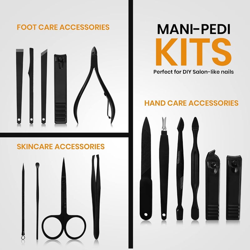 Utopia Care, Manicure Kit for Women and Men, Manicure Set with Nail Clippers, Nail Kit Includes Fingernail & Toenail Clippers,16Pcs Pedicure Kit Stocking Stuffers with Travel Case, Orange - Image 5