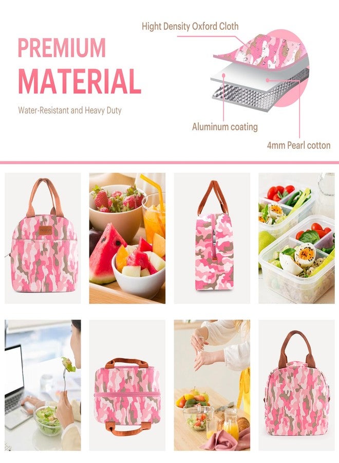 EASYFUN Lunch Bag for Women & Men Adult Insulated Lunch Box, Small Leakproof Cooler Food Lunch Containers Reusable High Capacity Lunch Tote Bags for Work, Travel, Outdoor (Pink Camo) - Image 5