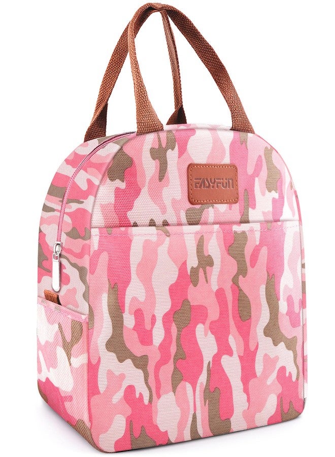 EASYFUN Lunch Bag for Women & Men Adult Insulated Lunch Box, Small Leakproof Cooler Food Lunch Containers Reusable High Capacity Lunch Tote Bags for Work, Travel, Outdoor (Pink Camo) - Image 1