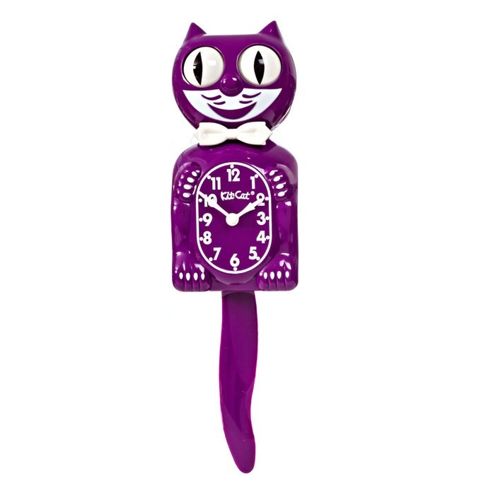 KITCAT KLOCK LIMITED EDITION BOYSENBERRY ICONIC RETRO CAT CLOCK WITH MOVING EYES AND TAIL BATTERY OPERATED WALL CLOCK MADE IN USA PERFECT FOR HOME DECOR MID CENTURY MODERN CLOCK UNIQUE GIFT