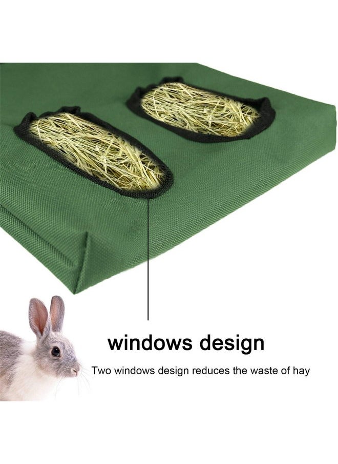 lenpestia Rabbit Hay Feeder Bag Guinea Pigs Hanging Hay Rack Manger Holder Dispenser Small Animal Feeder Storage Pouch for Bunny Chinchilla Hamster (Black, 2 Windows)  - Image 2