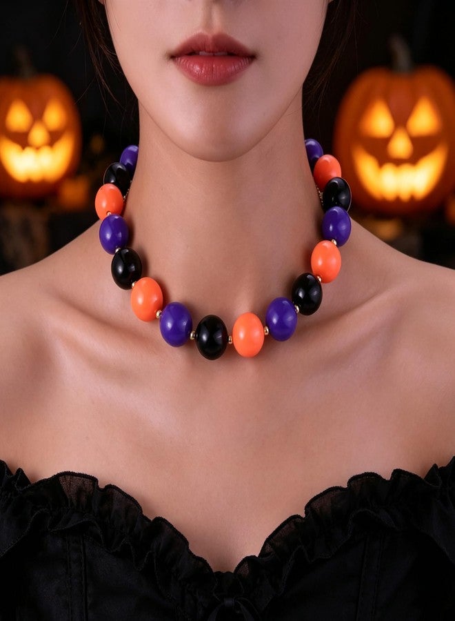kepvrio Halloween Beaded Necklace for Women,Pumpkin Ghost Bead Necklace (colorful) - Image 2