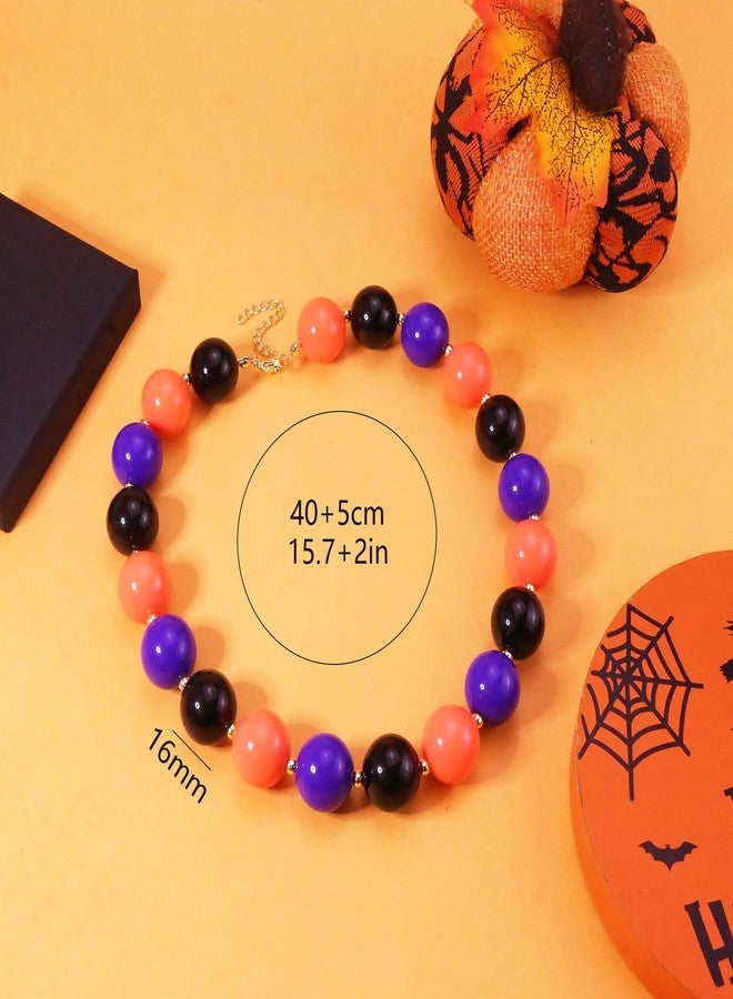kepvrio Halloween Beaded Necklace for Women,Pumpkin Ghost Bead Necklace (colorful) - Image 5