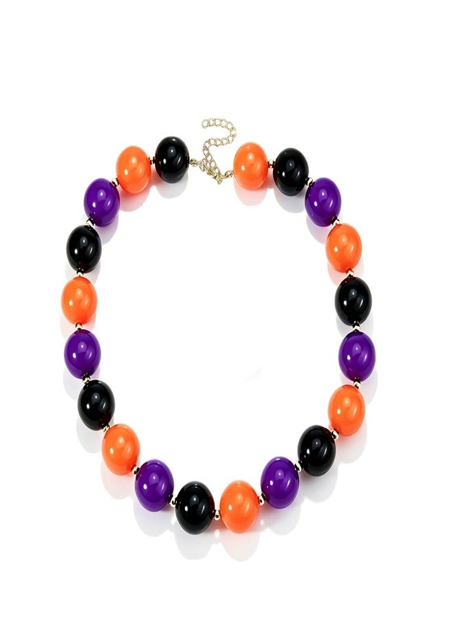 kepvrio Halloween Beaded Necklace for Women,Pumpkin Ghost Bead Necklace (colorful) - Image 1