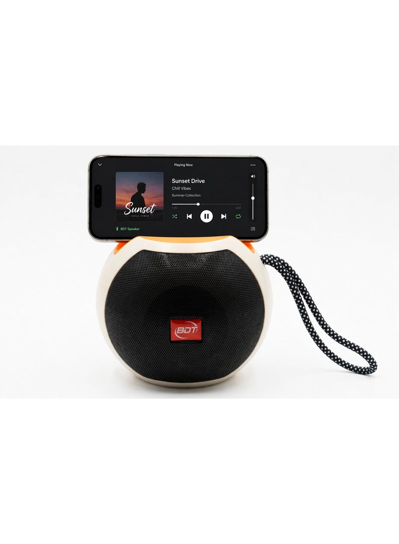 BDT مكبر صوت بلوتوث AN-P80 – 8 واط – صوت ستيريو – USB/TF/AUX – مدة تشغيل 6 ساعات – مدخل ميكروفون – مؤشر LED – محمول – بيج - Image 1