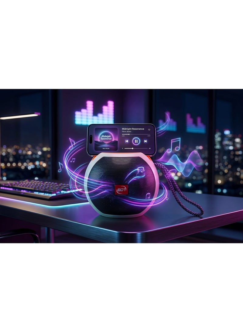 BDT مكبر صوت بلوتوث AN-P80 – 8 واط – صوت ستيريو – USB/TF/AUX – مدة تشغيل 6 ساعات – مدخل ميكروفون – مؤشر LED – محمول – بيج - Image 2