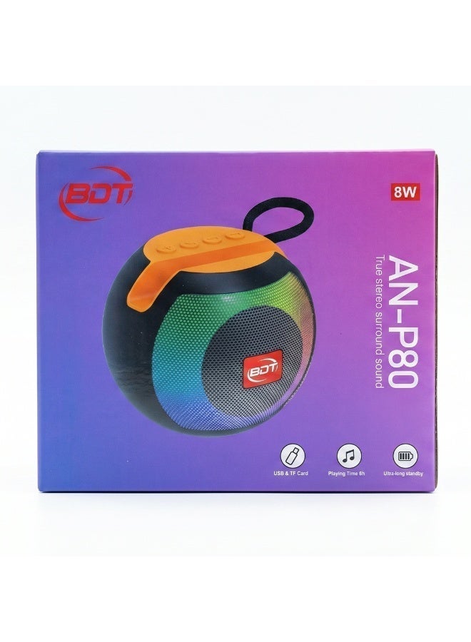 BDT مكبر صوت بلوتوث AN-P80 – 8 واط – صوت ستيريو – USB/TF/AUX – مدة تشغيل 6 ساعات – مدخل ميكروفون – مؤشر LED – محمول – بيج - Image 5