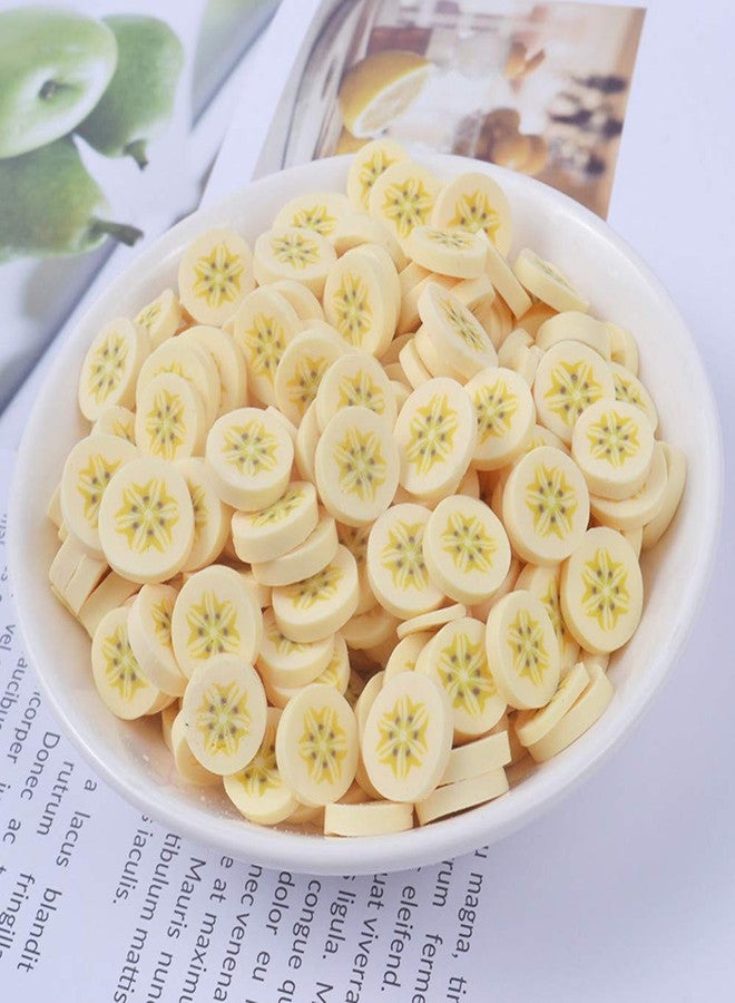 Zhiheng 100 Pack Fruit Polymer Clay Charms Soft Resin Slices Colorful Flatback Beads for DIY Scrapbooking Miniature Fairy Garden Hair Accessories Phone Case Decor(Banana) - Image 2