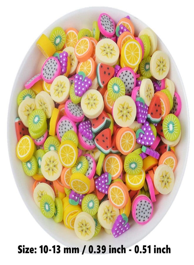Zhiheng 100 Pack Fruit Polymer Clay Charms Soft Resin Slices Colorful Flatback Beads for DIY Scrapbooking Miniature Fairy Garden Hair Accessories Phone Case Decor(Banana) - Image 3