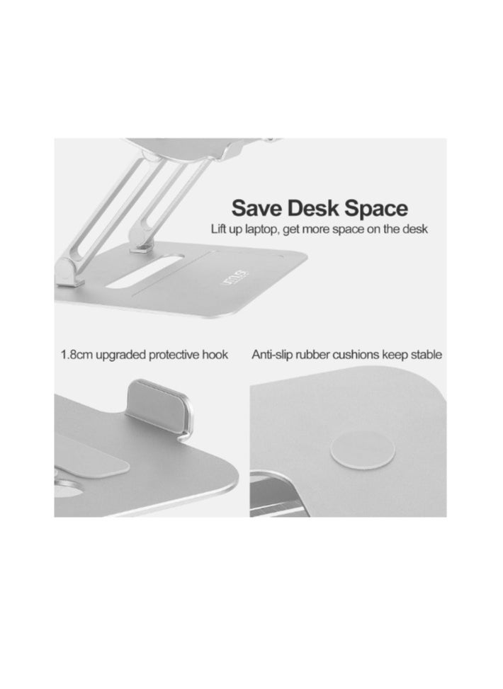 Generic - urmust Adjustable Laptop Stand for Desk Aluminum Computer Stand for Laptop Riser Holder Notebook Stand Compatible with MacBook Air Pro Ultrabook All Laptops 11-17"(Silver) - Image 1