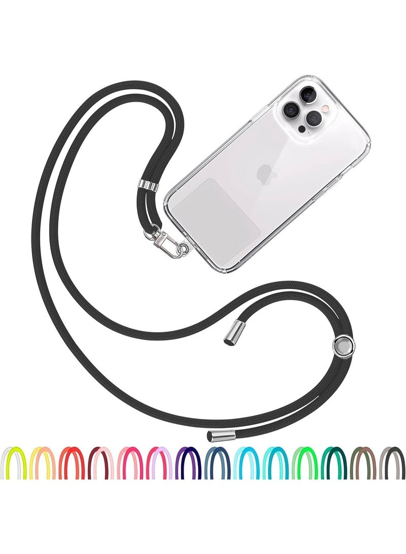 Hugifts Cell Phone Lanyard [Black] - Comfortable Universal Smartphone Lanyard - Easy to Use Neck Phone Holder [Clear Patch] - Adjustable Length Phone Strap Crossbody - Fits All Mobile Phones - Image 1
