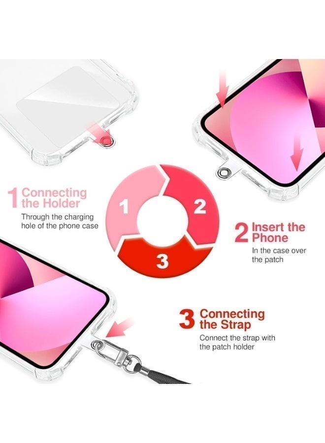 Hugifts Cell Phone Lanyard [Black] - Comfortable Universal Smartphone Lanyard - Easy to Use Neck Phone Holder [Clear Patch] - Adjustable Length Phone Strap Crossbody - Fits All Mobile Phones - Image 3