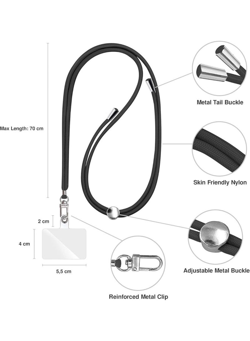 Hugifts Cell Phone Lanyard [Black] - Comfortable Universal Smartphone Lanyard - Easy to Use Neck Phone Holder [Clear Patch] - Adjustable Length Phone Strap Crossbody - Fits All Mobile Phones - Image 2