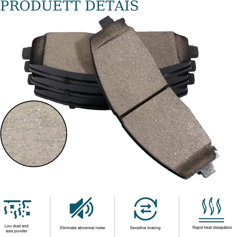 SUPLABEL Premium Ceramic Disc Brake Pad Set for Chrysler, Dodge, Jeep, and Ram Vehicles - Front - Image 4