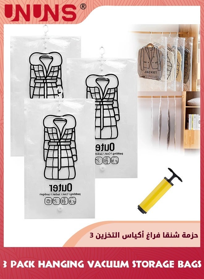 UNUNS Vacuum Storage Bags 3 Jumbo Pack,Super Large Seal Bag With Free Hand Pump,Space Saver Compression For Clothes Comforters Blanket Pillows Bedding,110x67cm - Image 1