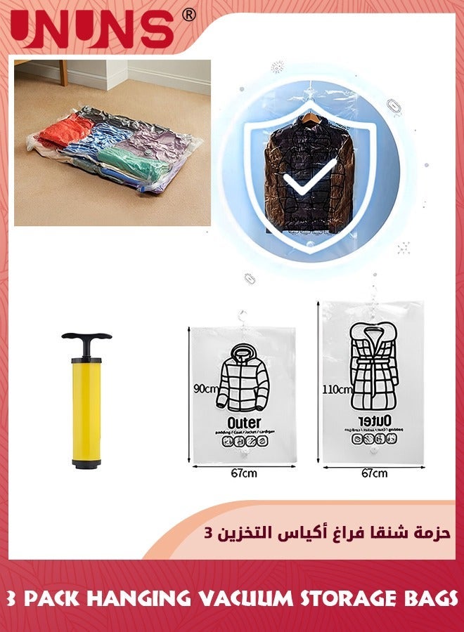 UNUNS Vacuum Storage Bags 3 Jumbo Pack,Super Large Seal Bag With Free Hand Pump,Space Saver Compression For Clothes Comforters Blanket Pillows Bedding,110x67cm - Image 2